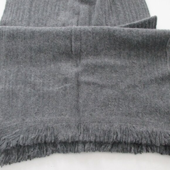Angora Wool Blend Shawl Scarf Grey Ribbed Texture Vintage Hong Kong - Picture 3 of 7